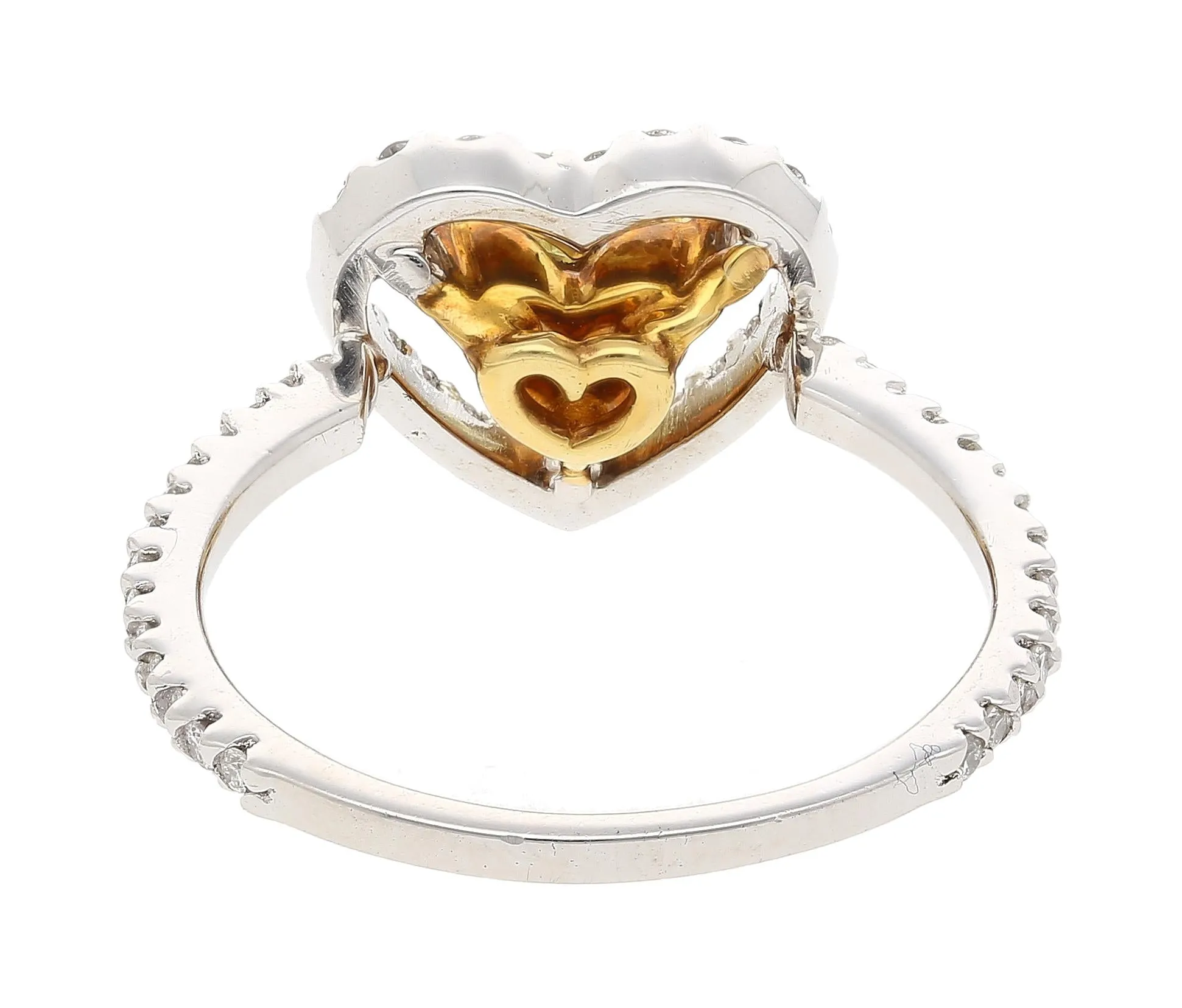 0.77 Carat Floating Fancy Yellow Heart Diamond & Diamond Halo Engagement Ring