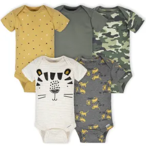 5-Pack Baby Boys Tiger Short Sleeve Onesies Bodysuits