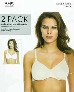 BHS Pack of 2 Underwired Bra With Cotton - 230283 - Non Padded Bra