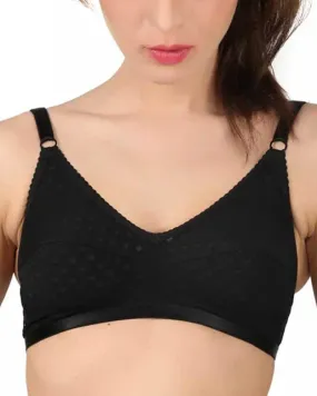 Black Plain Dotted Bra - 1579 - Bodycare - Black