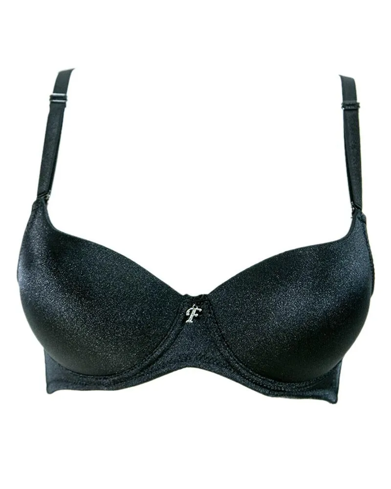 Black Soft Padded Flourish Bra - Double Padded Underwired Bra - FL119