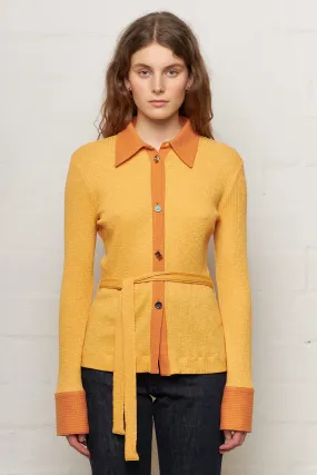 Blake Cardigan Cotton Blend Rib Yellow