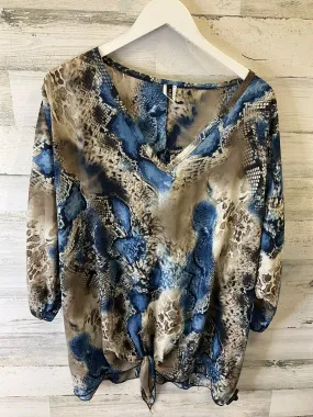 Blue & Brown Top 3/4 Sleeve Clothes Mentor, Size 3x