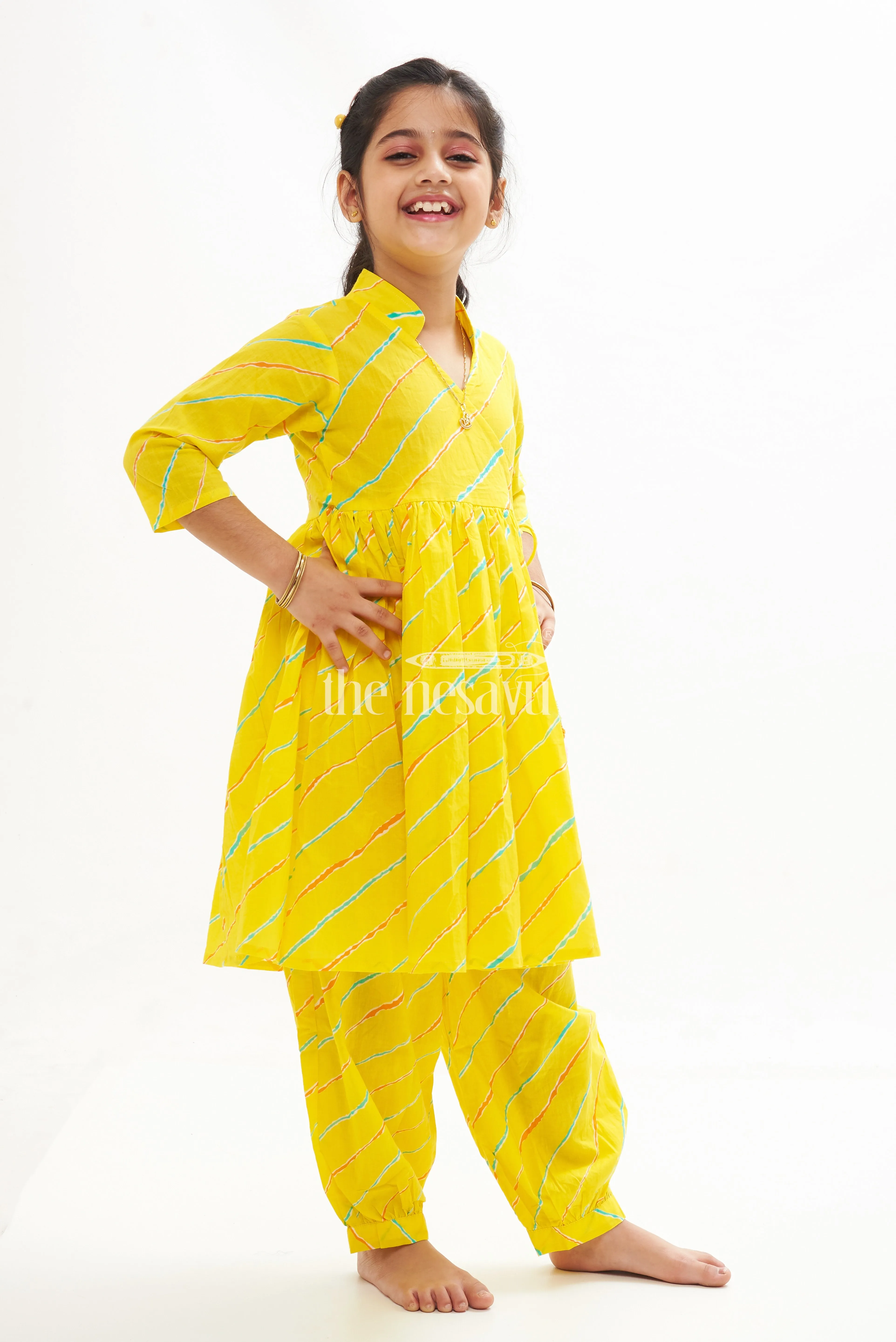 Bright Yellow Haram Pant Set for Kids