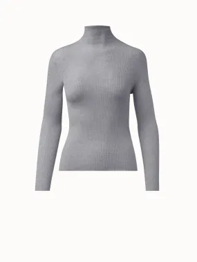 Cashmere Silk Fine Rib Mockneck