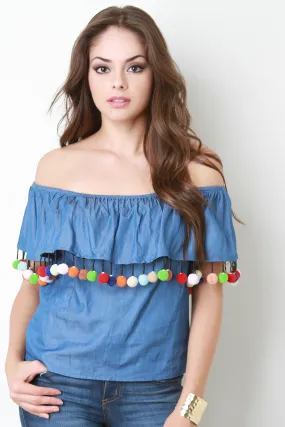 Chambray Off The Shoulder Fiesta Top