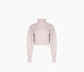 CROPPED TURTLENECK PUFF SLEEVES SWEATER LIGHT PINK 23AMPU008ML0529U2744