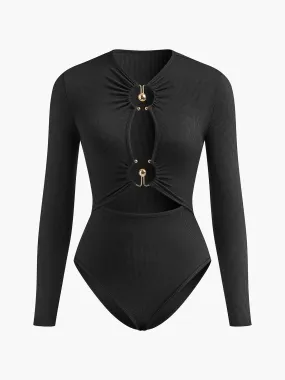 Cutout Hoop-Ring Sexy Bodysuit