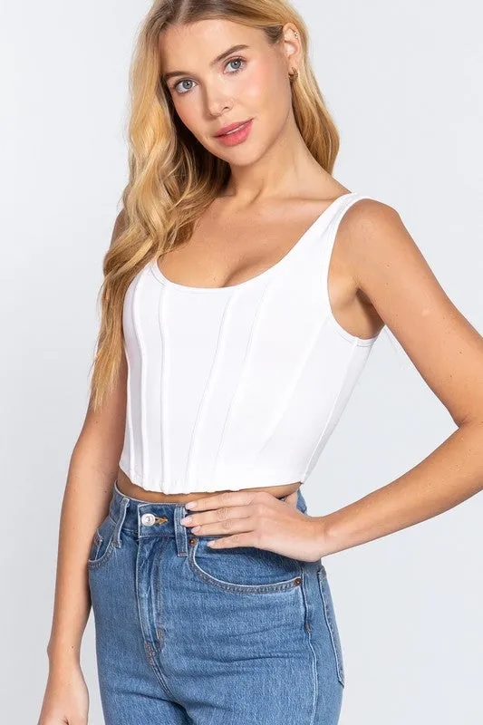 ELOWEN CURVED HEM LINED KNIT TANK TOP