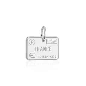 France Passport Stamp Charm Silver