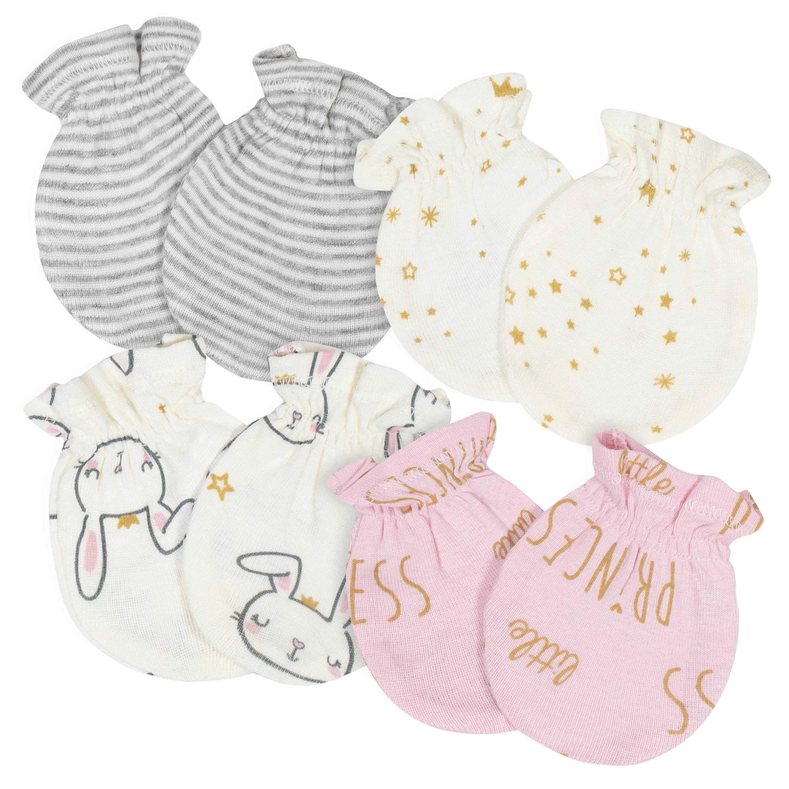 Gerber 4-Pack Baby Girls Princess No Scratch Mittens Set