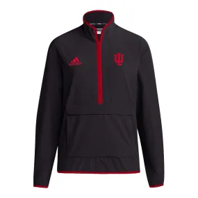 Indiana Hoosiers Adidas Coaches 1/4 Zip Pocket  Black Jacket