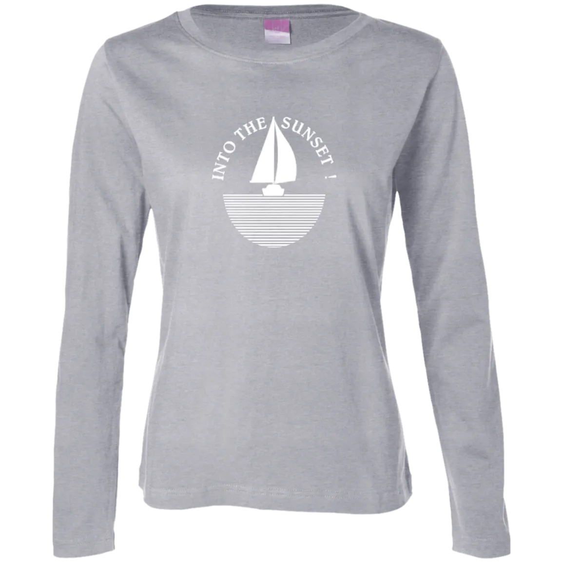 Into The Sunset - White on Ladies Long Sleeve Cotton TShirt