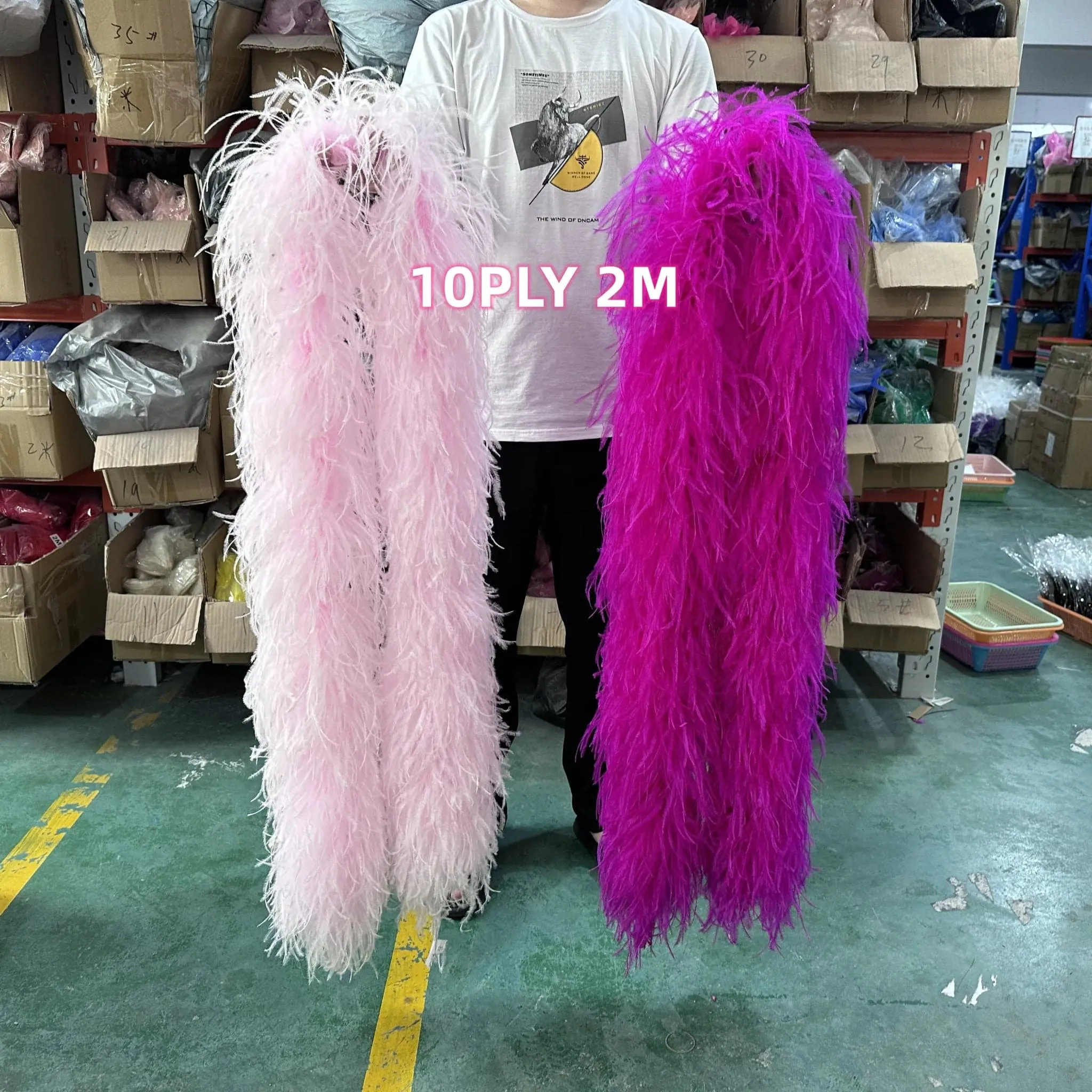 Ostrich Feathers Boa - 2m, 10 20 PLY Natural, Various Colors