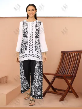 Saba Chikankari Cord Set in Muslin Set - Black