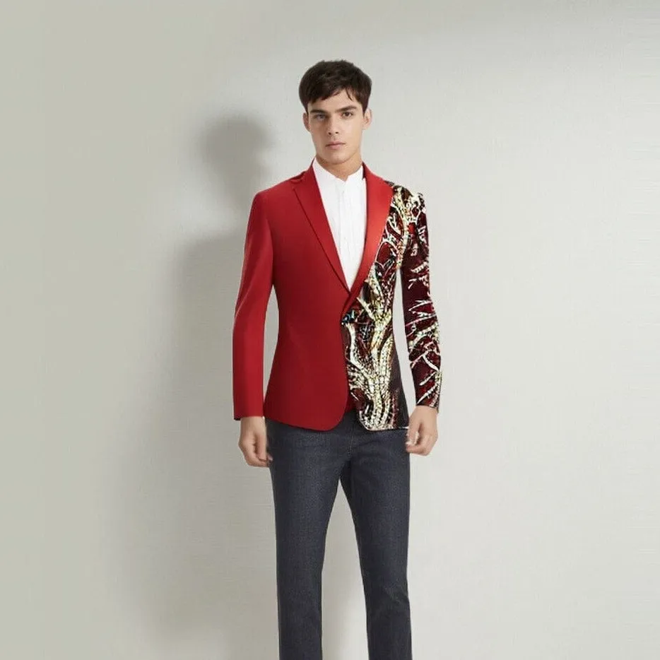 The Meridian Slim Fit Blazer Suit Jacket - Crimson