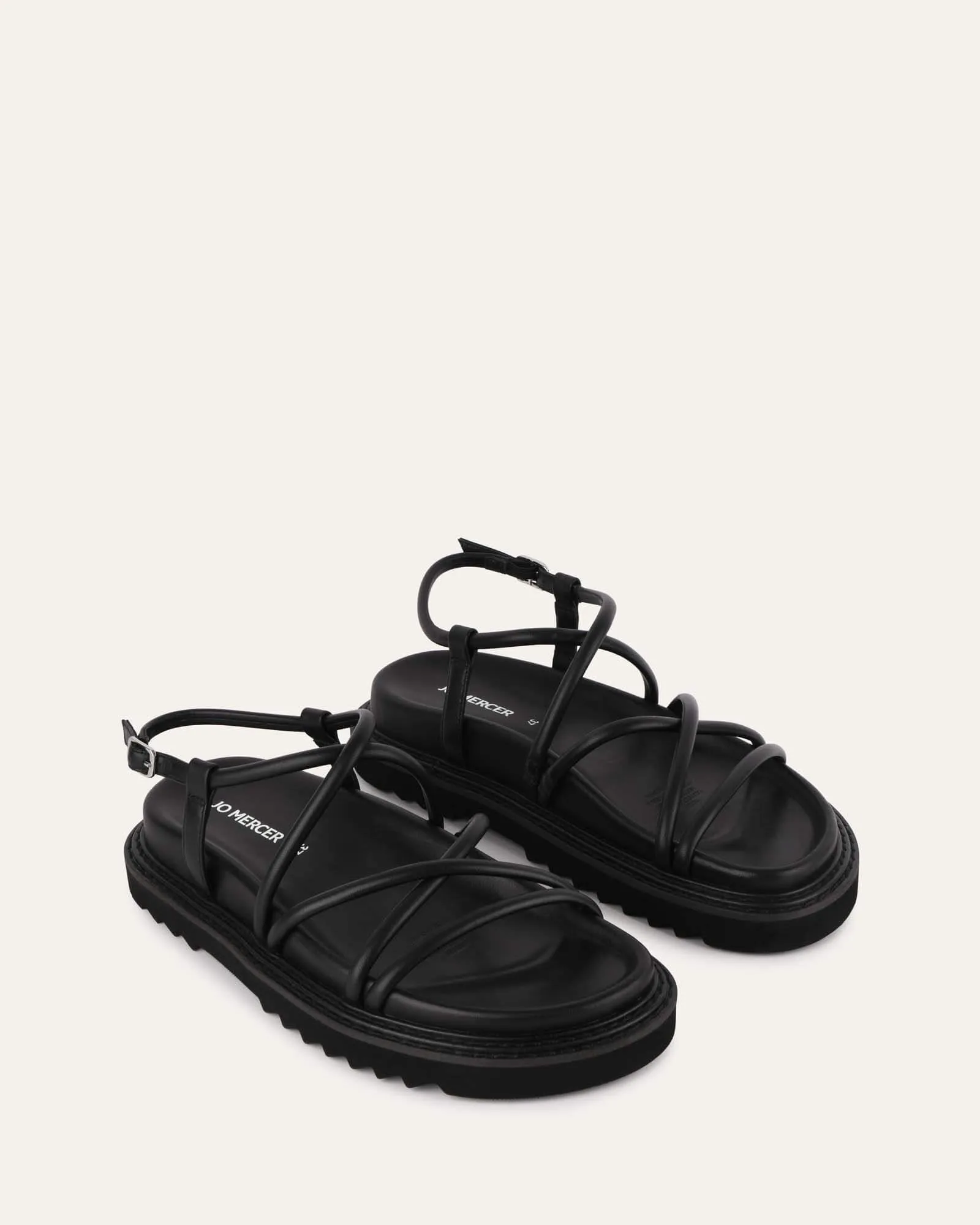 VIOLA FLAT SANDALS BLACK LEATHER