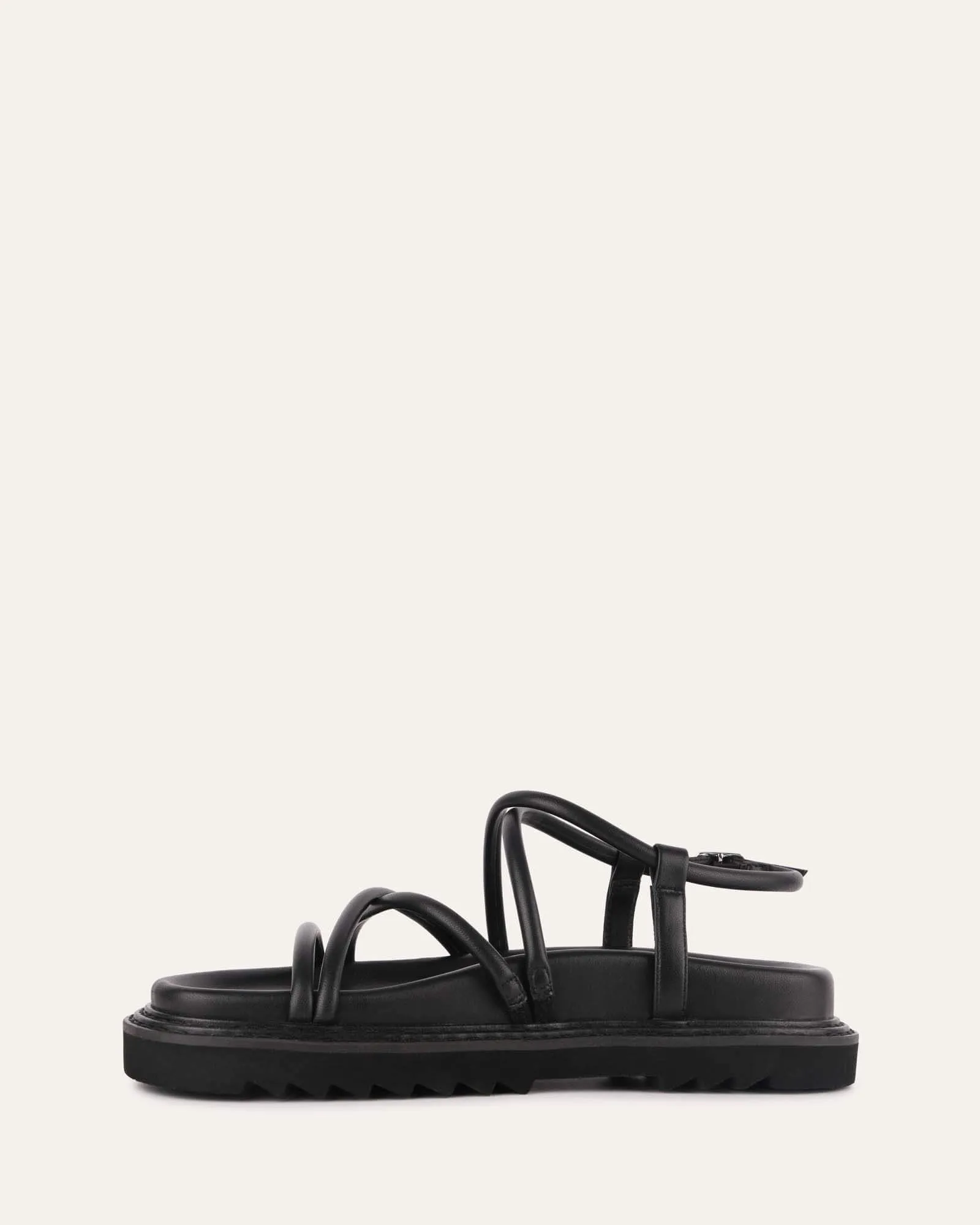 VIOLA FLAT SANDALS BLACK LEATHER