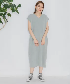 【WOMEN】nestwell CONEBILL - V NECK FRENCH SLEEVE DRESS -